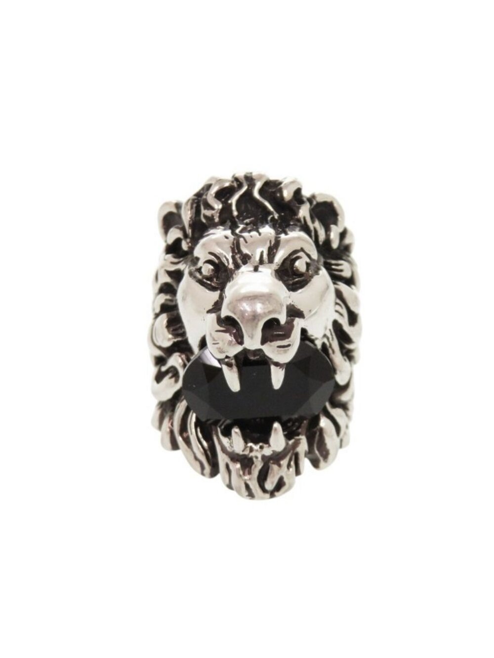 Gucci Lion Head Metal Stone Silver Ring